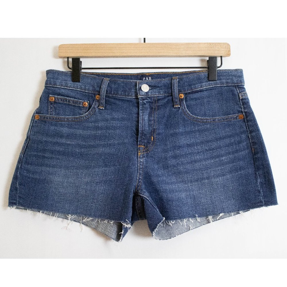 GAP Denim Medium Blue Stretc Denim Cutoff Shorts - Like New - 28 - Jean Shorts